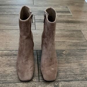 Sam Edelman Taupe Suede Ankle Booties with Side Zip
